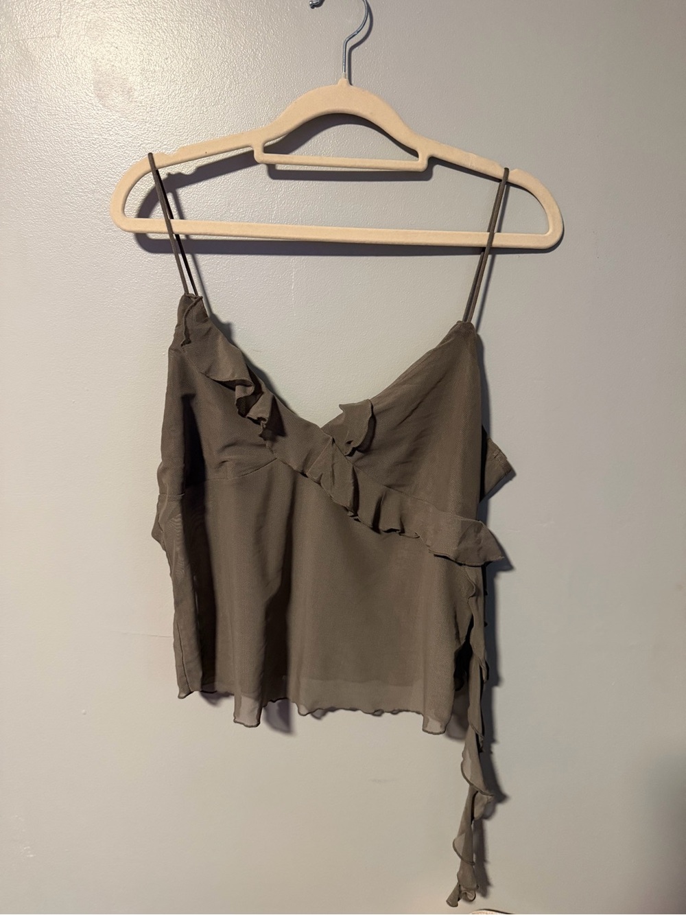 H&M Women’s Olive Green/ Grey Ruffle Camisole Top